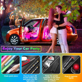 Interior Car Lights, Car LED Strip Lights 2-in-1 Design 4pcs 48 LED Remote and APP Controller Lighting Kits, Waterproof Multi DIY Color Music Car Lighting with Car Charger and DC 12V